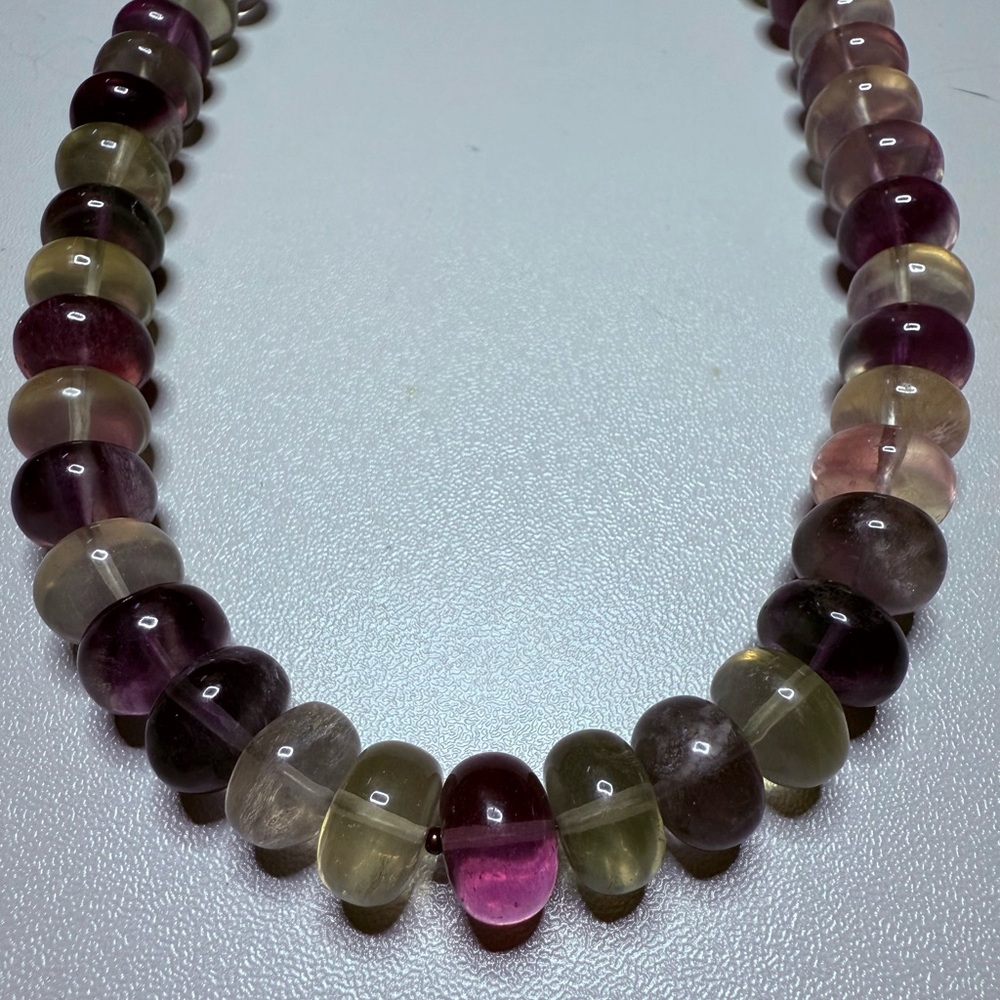 Handmade Rainbow Fluorite Necklace – Sterling Silver Finishings – 23”